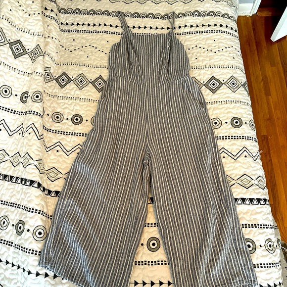 Old Navy Medium Blue and White striped romper - Picture 1 of 5
